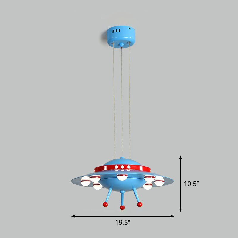 Flying Saucer Child Room Chandelier Pendant Light Acrylic Cartoon LED Ceiling Light Blue 19.5" White Clearhalo 'Ceiling Lights' 'Chandeliers' Lighting' options 2253138_c5b536f8-1474-45a7-8009-0322e388c4ef