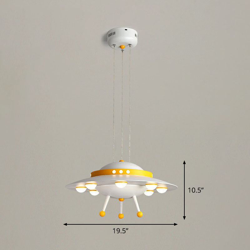 Flying Saucer Child Room Chandelier Pendant Light Acrylic Cartoon LED Ceiling Light White 19.5" Third Gear Clearhalo 'Ceiling Lights' 'Chandeliers' Lighting' options 2253145_32b814c9-ff47-4187-8ae0-292ecd038bed