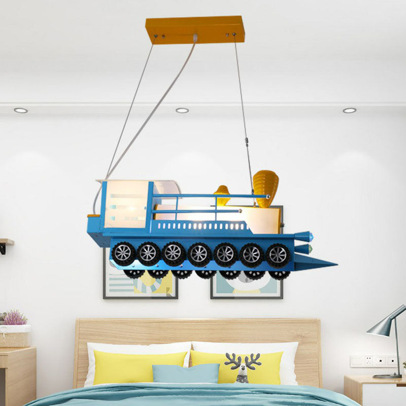 Metallic Train Shape Chandelier Lamp Contemporary Blue LED Hanging Light for Nursery Clearhalo 'Ceiling Lights' 'Chandeliers' Lighting' options 2253147