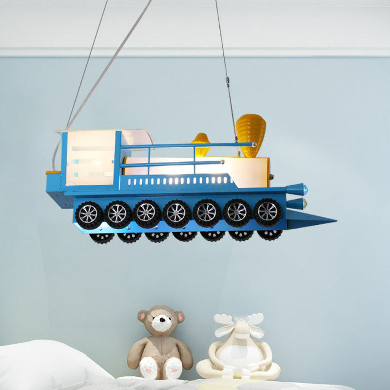 Metallic Train Shape Chandelier Lamp Contemporary Blue LED Hanging Light for Nursery Clearhalo 'Ceiling Lights' 'Chandeliers' Lighting' options 2253148