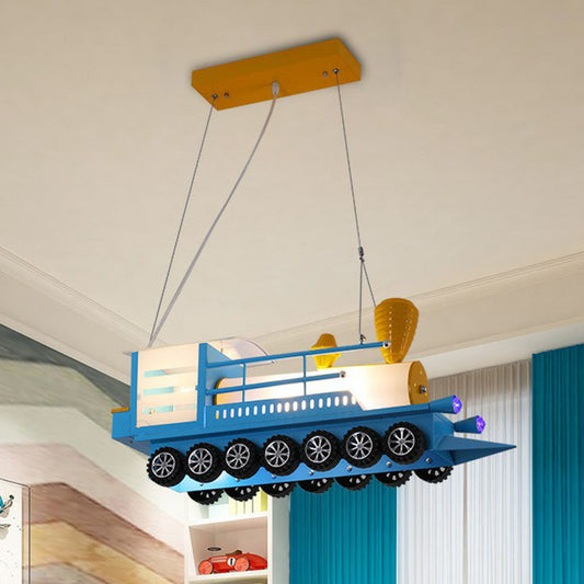 Metallic Train Shape Chandelier Lamp Contemporary Blue LED Hanging Light for Nursery Clearhalo 'Ceiling Lights' 'Chandeliers' Lighting' options 2253149