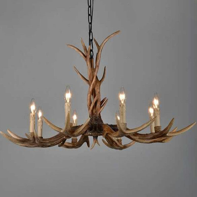 Traditional Antler Ceiling Lighting Resin Chandelier Light Fixture in Brown for Living Room Clearhalo 'Ceiling Lights' 'Chandeliers' Lighting' options 2253201