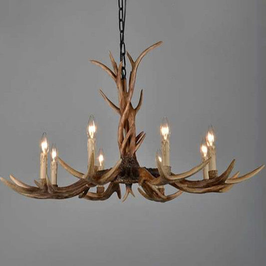 Traditional Antler Ceiling Lighting Resin Chandelier Light Fixture in Brown for Living Room Clearhalo 'Ceiling Lights' 'Chandeliers' Lighting' options 2253201