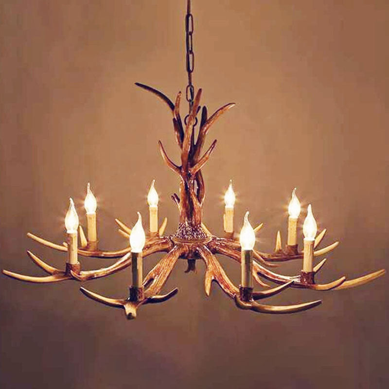 Traditional Antler Ceiling Lighting Resin Chandelier Light Fixture in Brown for Living Room Clearhalo 'Ceiling Lights' 'Chandeliers' Lighting' options 2253202