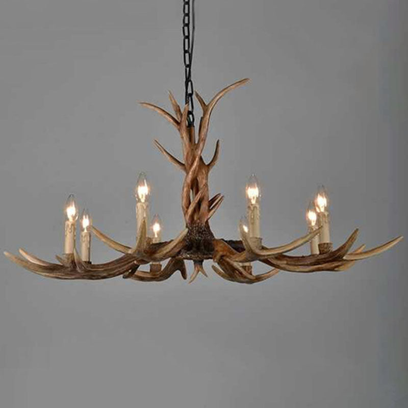 Traditional Antler Ceiling Lighting Resin Chandelier Light Fixture in Brown for Living Room Clearhalo 'Ceiling Lights' 'Chandeliers' Lighting' options 2253204