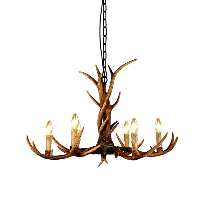 Traditional Antler Ceiling Lighting Resin Chandelier Light Fixture in Brown for Living Room Clearhalo 'Ceiling Lights' 'Chandeliers' Lighting' options 2253205