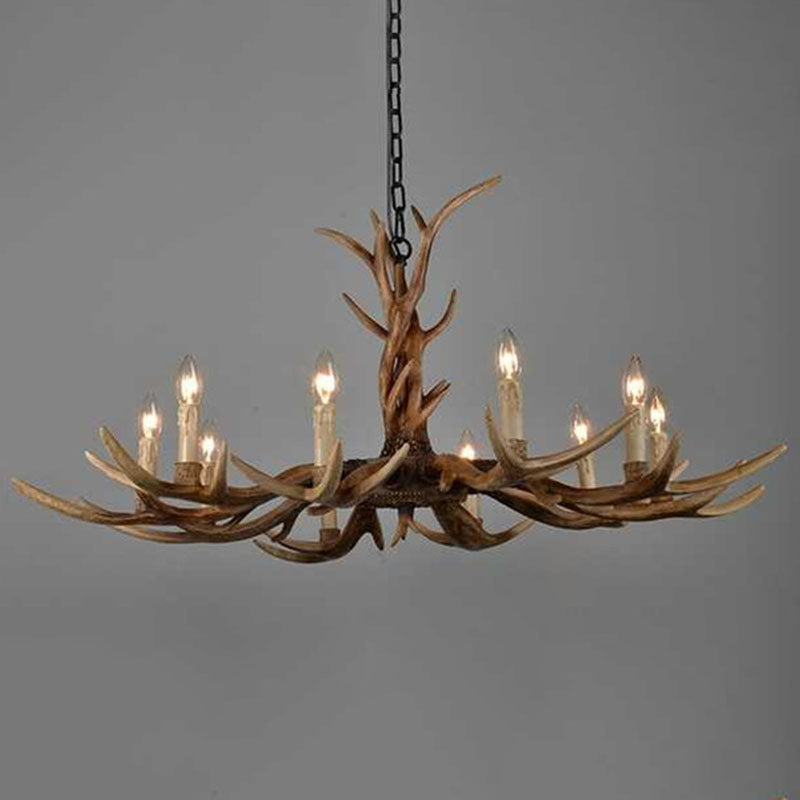 Traditional Antler Ceiling Lighting Resin Chandelier Light Fixture in Brown for Living Room Clearhalo 'Ceiling Lights' 'Chandeliers' Lighting' options 2253208