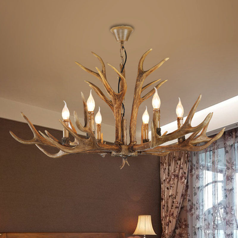 Deer Horn Resin Chandelier Pendant Light Vintage Style Dining Room Hanging Lighting Clearhalo 'Ceiling Lights' 'Chandeliers' Lighting' options 2253211