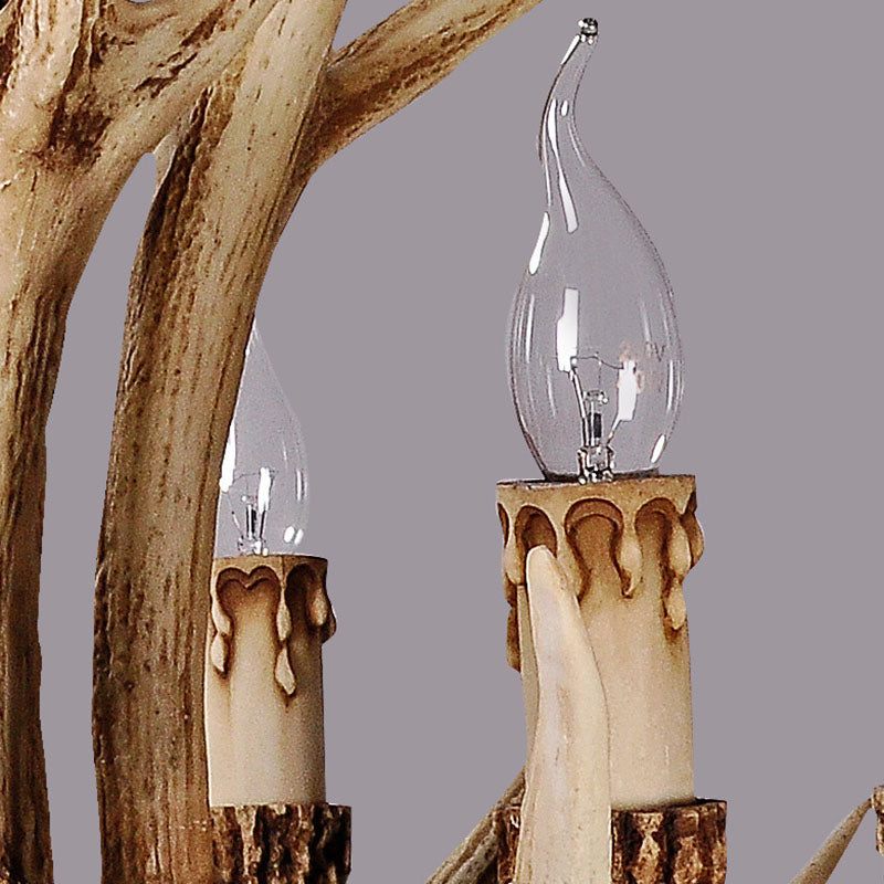 Deer Horn Resin Chandelier Pendant Light Vintage Style Dining Room Hanging Lighting Clearhalo 'Ceiling Lights' 'Chandeliers' Lighting' options 2253213