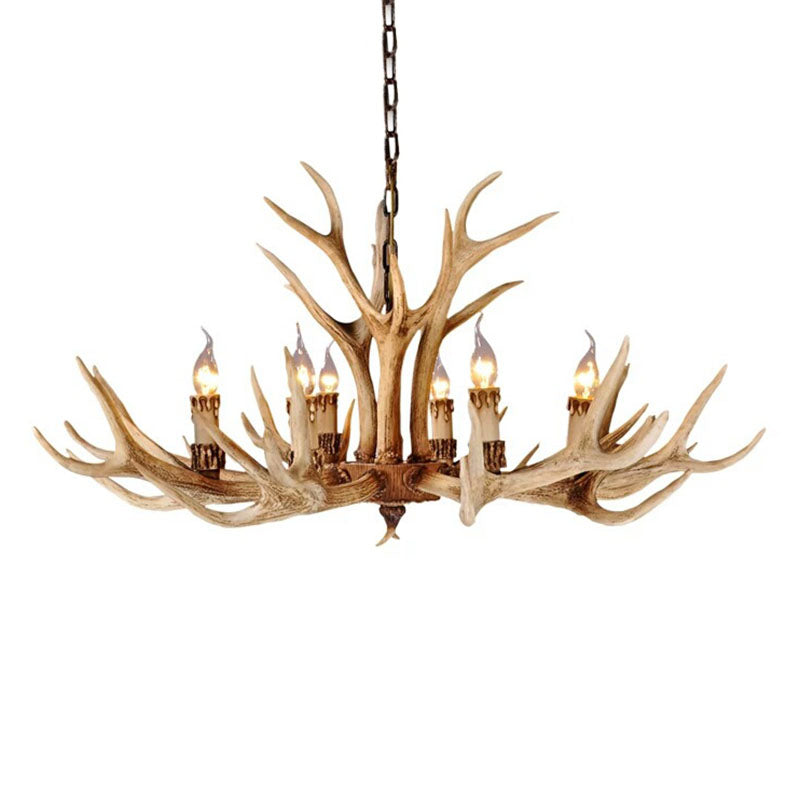 Deer Horn Resin Chandelier Pendant Light Vintage Style Dining Room Hanging Lighting Clearhalo 'Ceiling Lights' 'Chandeliers' Lighting' options 2253215