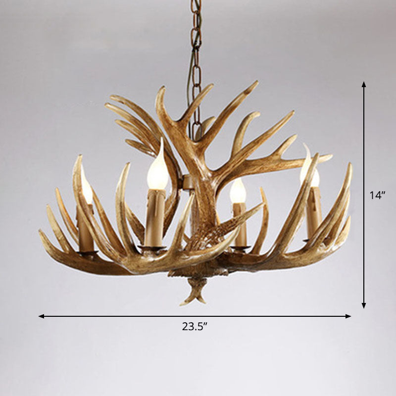 Rustic Deer Horn Suspension Lighting Resin Chandelier Light Fixture for Living Room Clearhalo 'Ceiling Lights' 'Chandeliers' Lighting' options 2253232