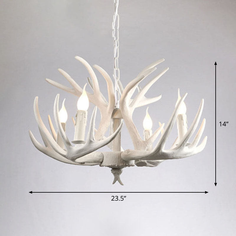 Rustic Deer Horn Suspension Lighting Resin Chandelier Light Fixture for Living Room Clearhalo 'Ceiling Lights' 'Chandeliers' Lighting' options 2253237