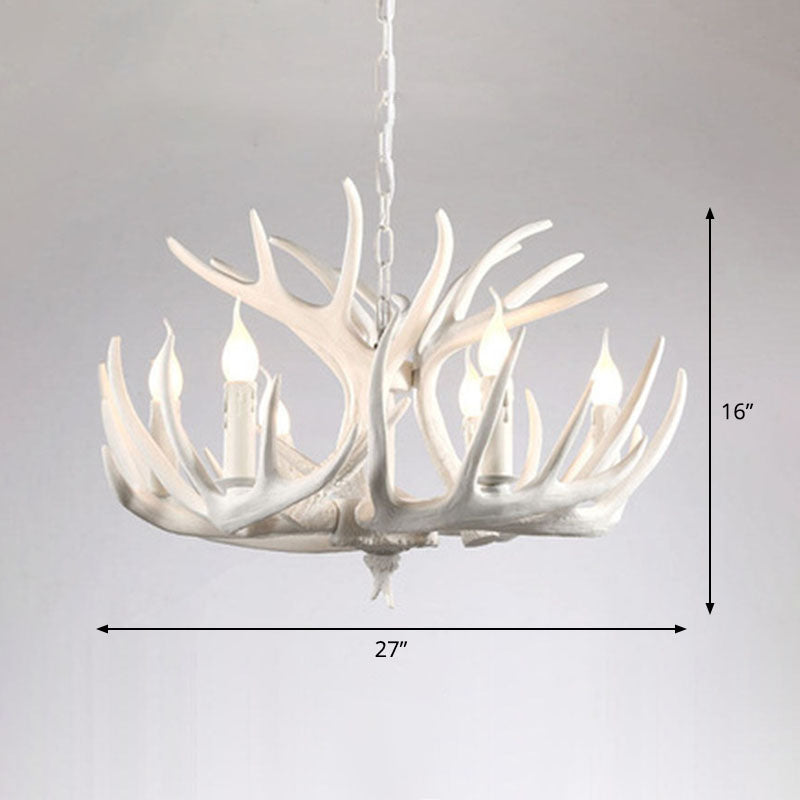 Rustic Deer Horn Suspension Lighting Resin Chandelier Light Fixture for Living Room Clearhalo 'Ceiling Lights' 'Chandeliers' Lighting' options 2253238