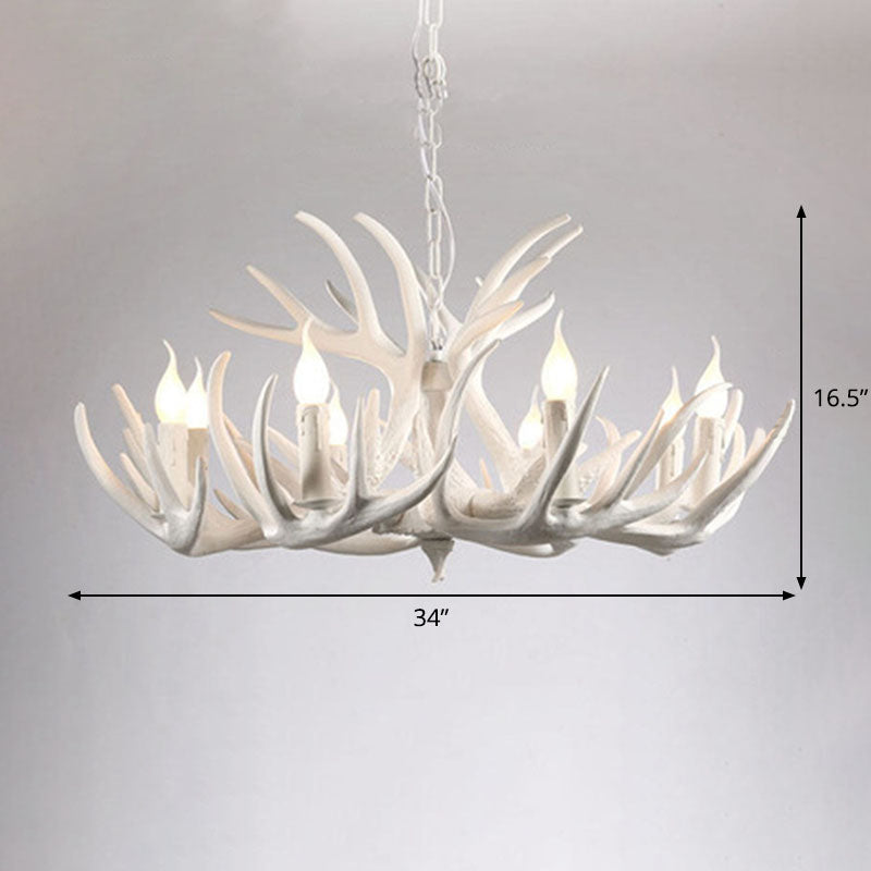 Rustic Deer Horn Suspension Lighting Resin Chandelier Light Fixture for Living Room Clearhalo 'Ceiling Lights' 'Chandeliers' Lighting' options 2253239