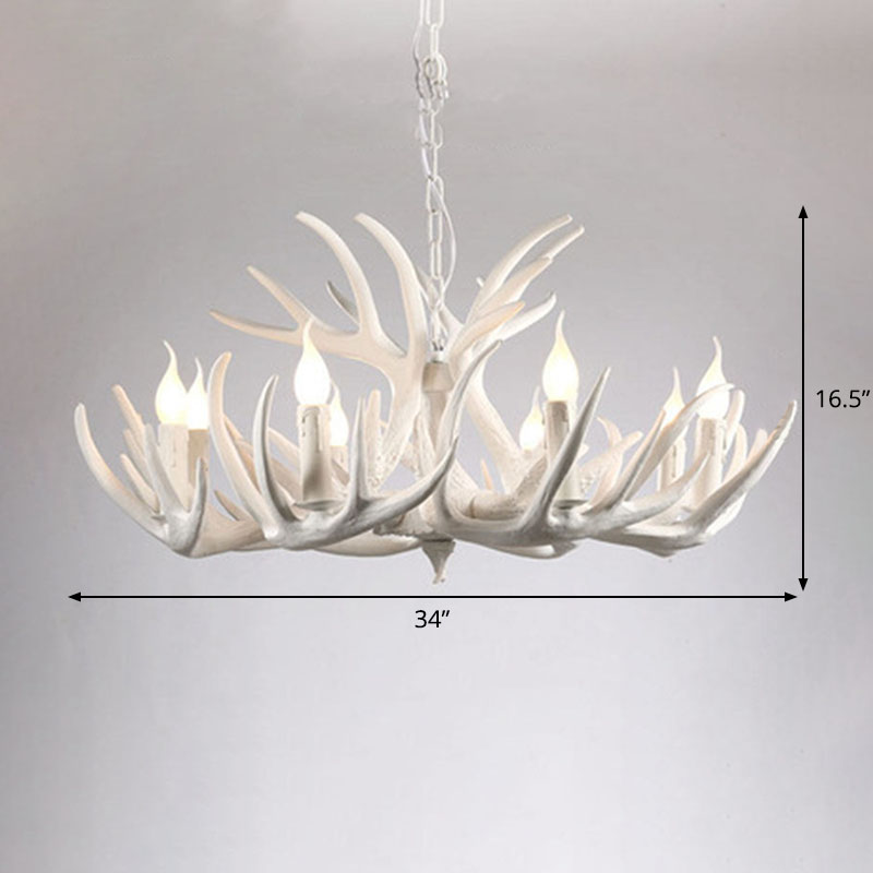 Rustic Deer Horn Suspension Lighting Resin Chandelier Light Fixture for Living Room 12 White Clearhalo 'Ceiling Lights' 'Chandeliers' Lighting' options 2253239_20868cac-3291-49d8-86e3-63e8666e423e