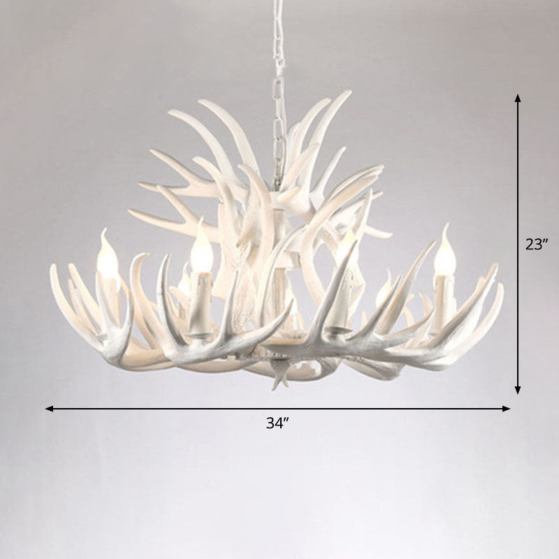 Rustic Deer Horn Suspension Lighting Resin Chandelier Light Fixture for Living Room Clearhalo 'Ceiling Lights' 'Chandeliers' Lighting' options 2253240