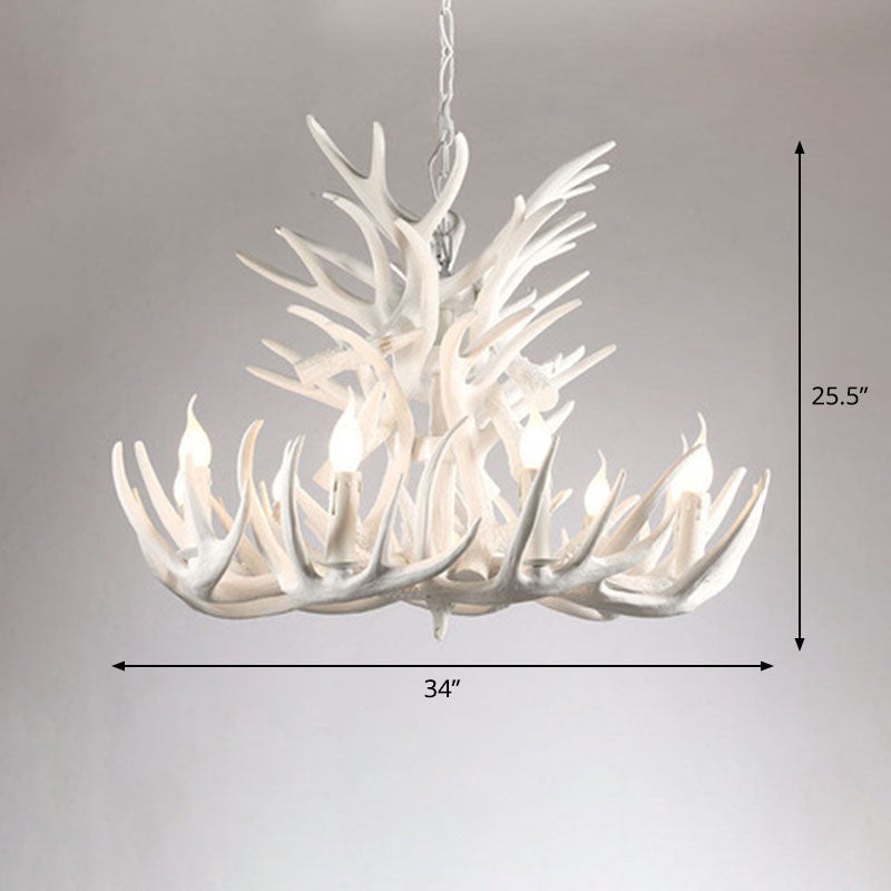 Rustic Deer Horn Suspension Lighting Resin Chandelier Light Fixture for Living Room Clearhalo 'Ceiling Lights' 'Chandeliers' Lighting' options 2253241