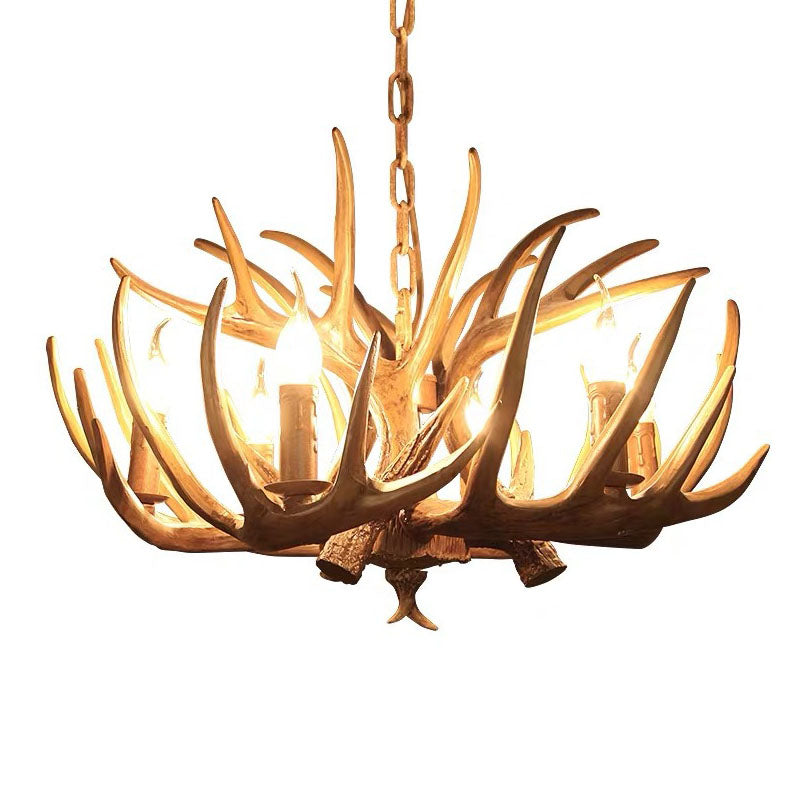 Deer Horn Resin Chandelier Lighting Classic Style Dining Room Pendant Light Fixture Clearhalo 'Ceiling Lights' 'Chandeliers' Lighting' options 2253244