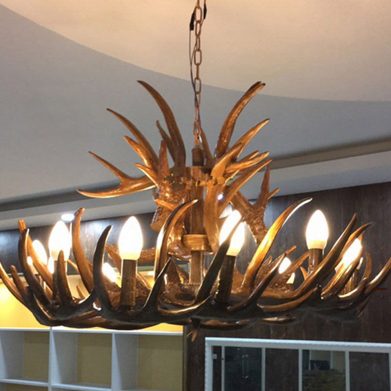 Deer Horn Resin Chandelier Lighting Classic Style Dining Room Pendant Light Fixture Clearhalo 'Ceiling Lights' 'Chandeliers' Lighting' options 2253246