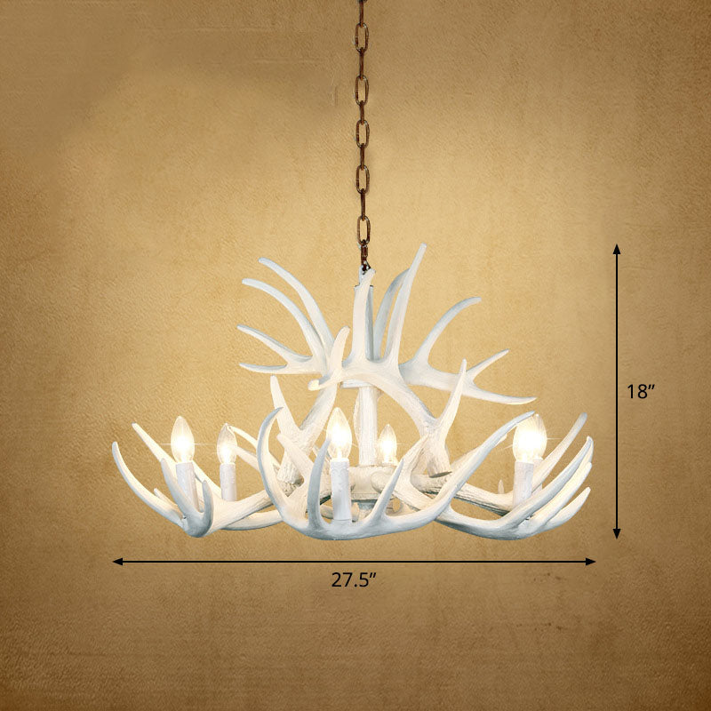 Deer Horn Resin Chandelier Lighting Classic Style Dining Room Pendant Light Fixture Clearhalo 'Ceiling Lights' 'Chandeliers' Lighting' options 2253247