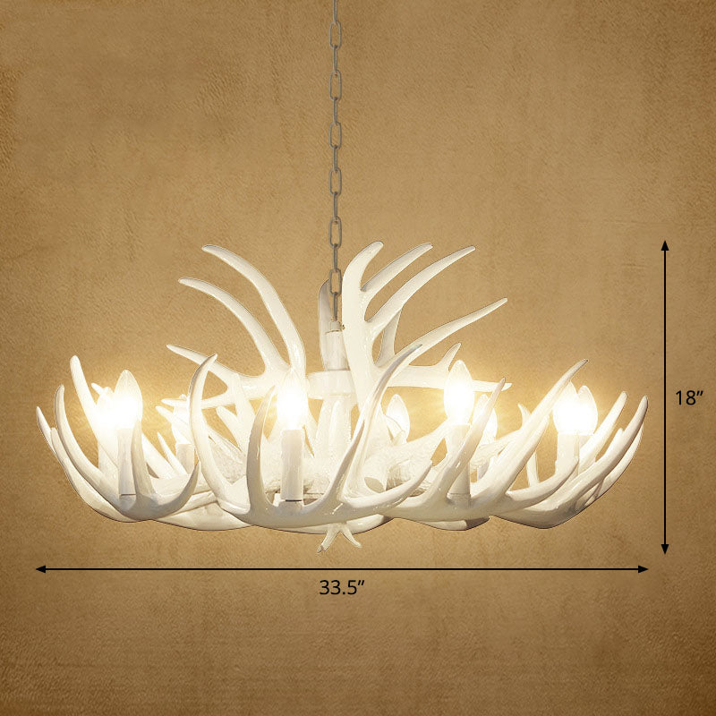 Deer Horn Resin Chandelier Lighting Classic Style Dining Room Pendant Light Fixture Clearhalo 'Ceiling Lights' 'Chandeliers' Lighting' options 2253248