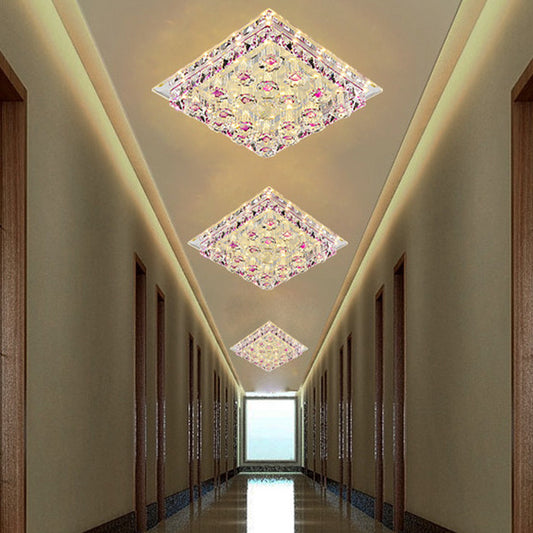 Crystal Block Square Flush Mount Lighting Minimalist LED Flush Mount Fixture for Corridor Purple Clearhalo 'Ceiling Lights' 'Close To Ceiling Lights' 'Close to ceiling' 'Flush mount' Lighting' 2253304