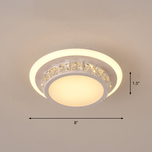 Simplicity Mini LED Flush Mount Light Crystal Corridor Flush Mount Ceiling Lighting White Warm Round Clearhalo 'Ceiling Lights' 'Close To Ceiling Lights' 'Close to ceiling' 'Flush mount' Lighting' 2253329