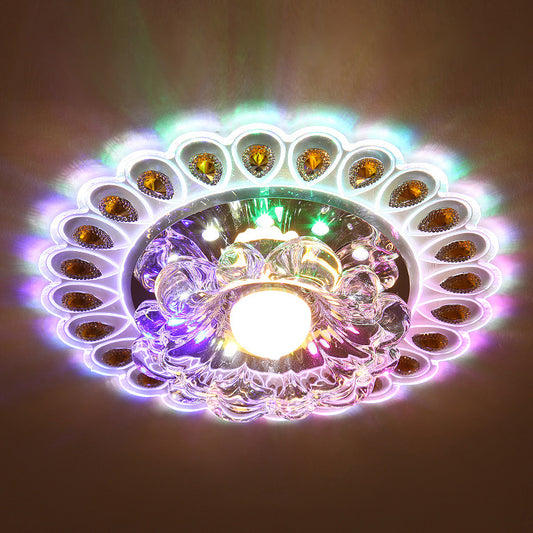 Modern Style Flower Flush Light K9 Crystal Passage LED Flush Ceiling Light in Clear Clearhalo 'Ceiling Lights' 'Close To Ceiling Lights' 'Close to ceiling' 'Flush mount' Lighting' 2253371