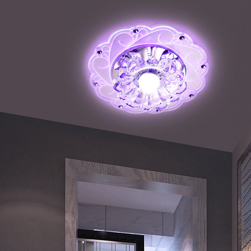 Blossom Flush Mount Lighting Minimalist Crystal Entryway LED Flush Mount Fixture in Clear Clear Purple Clearhalo 'Ceiling Lights' 'Close To Ceiling Lights' 'Close to ceiling' 'Flush mount' Lighting' 2253381
