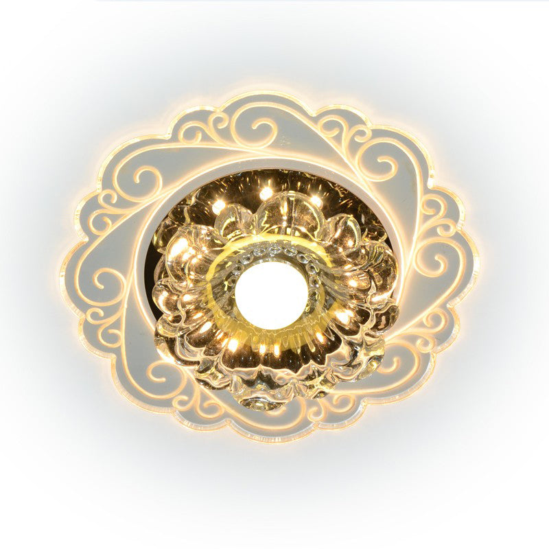 Crystal Floral LED Flush Mount Modern Flushmount Ceiling Light in Clear for Entryway Clearhalo 'Ceiling Lights' 'Close To Ceiling Lights' 'Close to ceiling' 'Flush mount' Lighting' 2253387