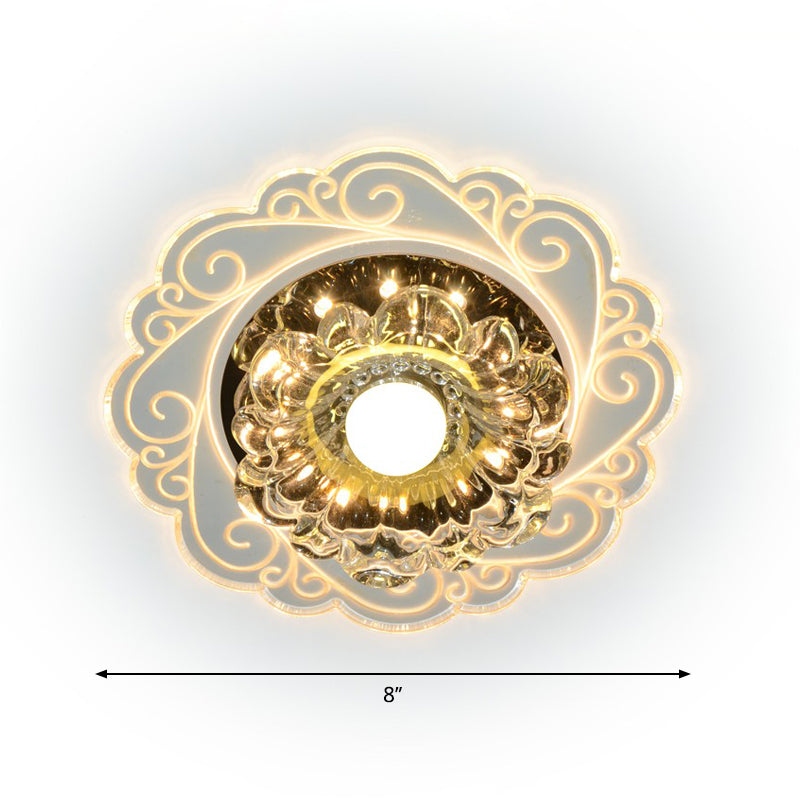 Crystal Floral LED Flush Mount Modern Flushmount Ceiling Light in Clear for Entryway Clearhalo 'Ceiling Lights' 'Close To Ceiling Lights' 'Close to ceiling' 'Flush mount' Lighting' 2253388