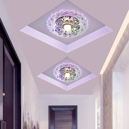 Flower Flush Crystal Ceiling Light Contemporary Clear LED Flush Mount Lighting for Passage Clearhalo 'Ceiling Lights' 'Close To Ceiling Lights' 'Close to ceiling' 'Flush mount' Lighting' 2253392