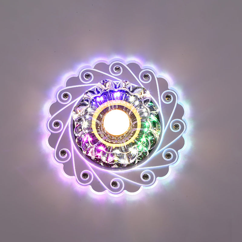 Flower Flush Crystal Ceiling Light Contemporary Clear LED Flush Mount Lighting for Passage Clear Multi Color Clearhalo 'Ceiling Lights' 'Close To Ceiling Lights' 'Close to ceiling' 'Flush mount' Lighting' 2253393