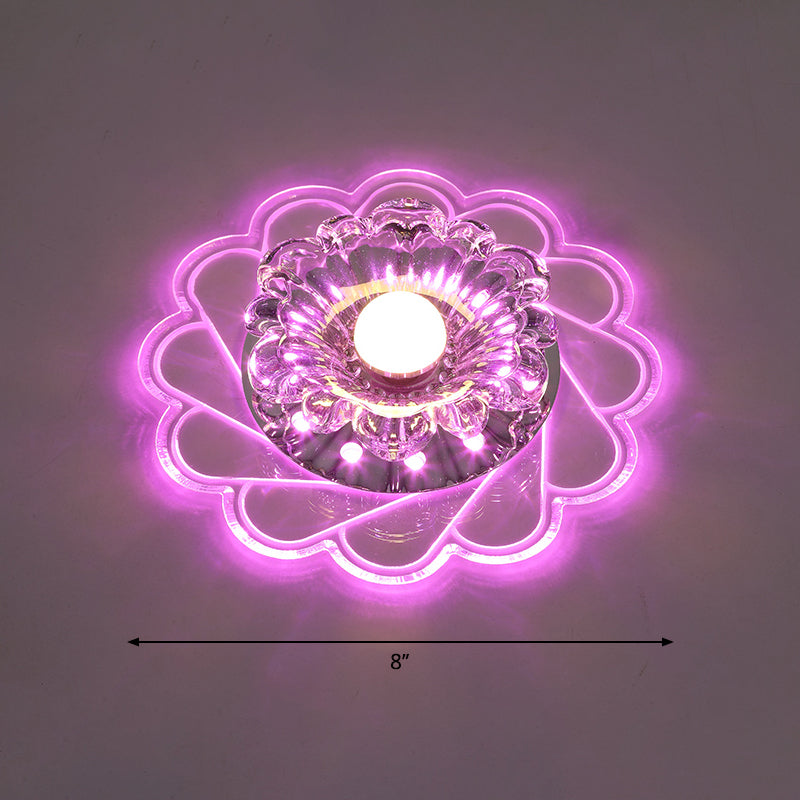 Clear Floral Flush Light Modern Style Crystal LED Flush Ceiling Light Fixture for Hallway Clear Purple Clearhalo 'Ceiling Lights' 'Close To Ceiling Lights' 'Close to ceiling' 'Flush mount' Lighting' 2253407