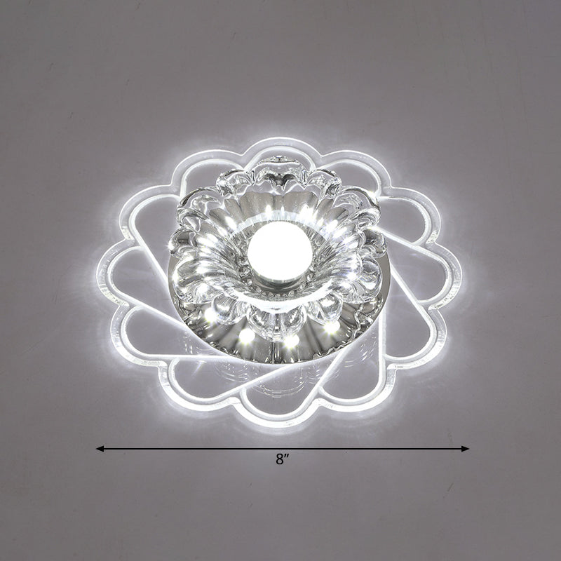 Clear Floral Flush Light Modern Style Crystal LED Flush Ceiling Light Fixture for Hallway Clear White Clearhalo 'Ceiling Lights' 'Close To Ceiling Lights' 'Close to ceiling' 'Flush mount' Lighting' 2253411