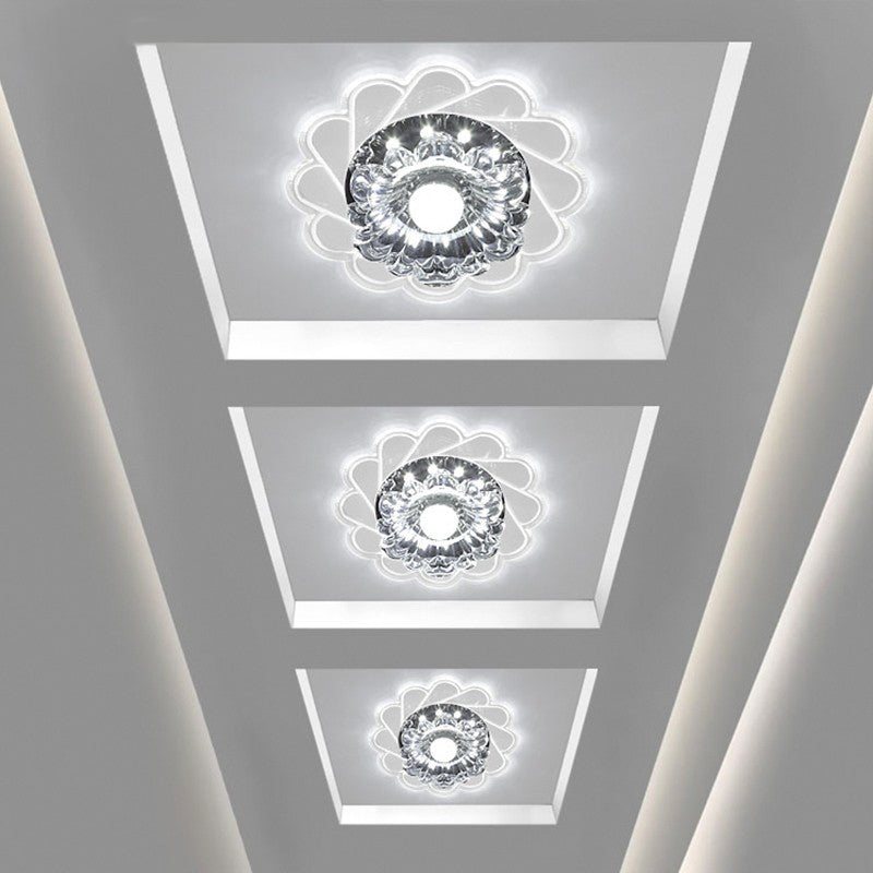 Clear Floral Flush Light Modern Style Crystal LED Flush Ceiling Light Fixture for Hallway Clearhalo 'Ceiling Lights' 'Close To Ceiling Lights' 'Close to ceiling' 'Flush mount' Lighting' 2253412