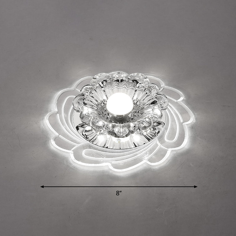 Minimalist Floral Shade Flush Mount Lighting Crystal Entryway LED Flush Mount Fixture Clear White Clearhalo 'Ceiling Lights' 'Close To Ceiling Lights' 'Close to ceiling' 'Flush mount' Lighting' 2253418