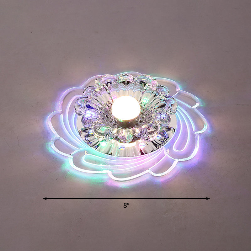 Minimalist Floral Shade Flush Mount Lighting Crystal Entryway LED Flush Mount Fixture Clear Multi Color Clearhalo 'Ceiling Lights' 'Close To Ceiling Lights' 'Close to ceiling' 'Flush mount' Lighting' 2253422