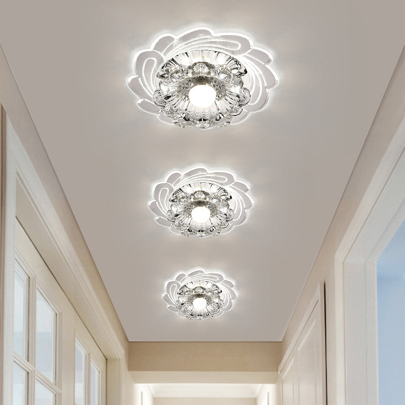 Minimalist Floral Shade Flush Mount Lighting Crystal Entryway LED Flush Mount Fixture Clearhalo 'Ceiling Lights' 'Close To Ceiling Lights' 'Close to ceiling' 'Flush mount' Lighting' 2253423