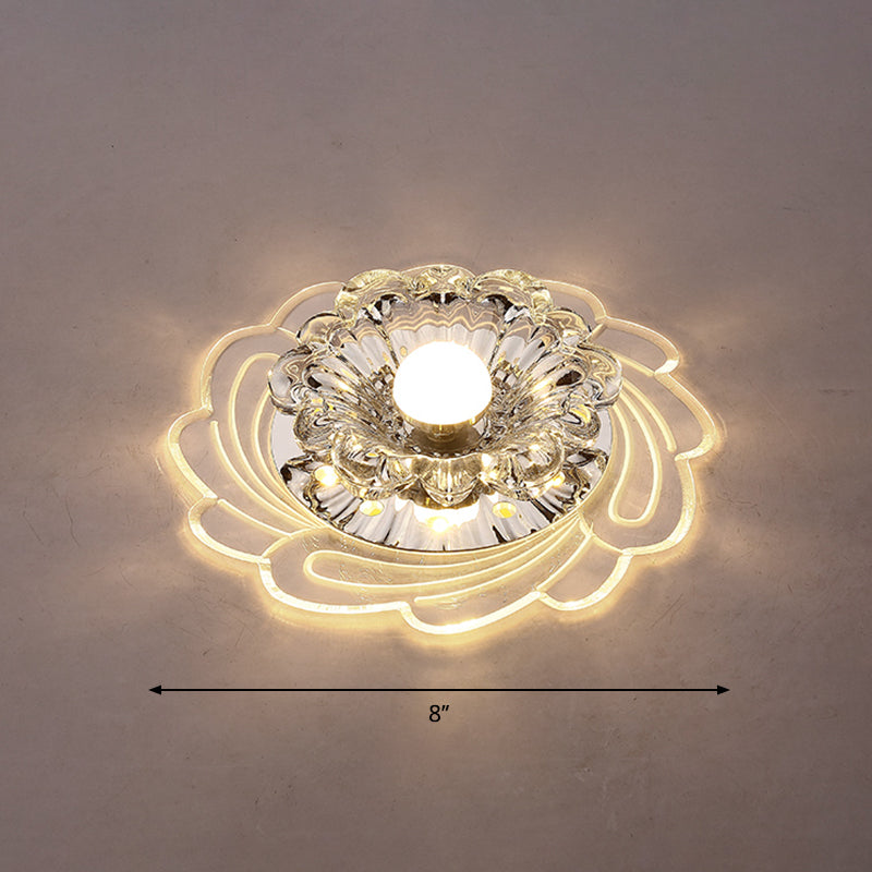 Minimalist Floral Shade Flush Mount Lighting Crystal Entryway LED Flush Mount Fixture Clear Warm Clearhalo 'Ceiling Lights' 'Close To Ceiling Lights' 'Close to ceiling' 'Flush mount' Lighting' 2253424