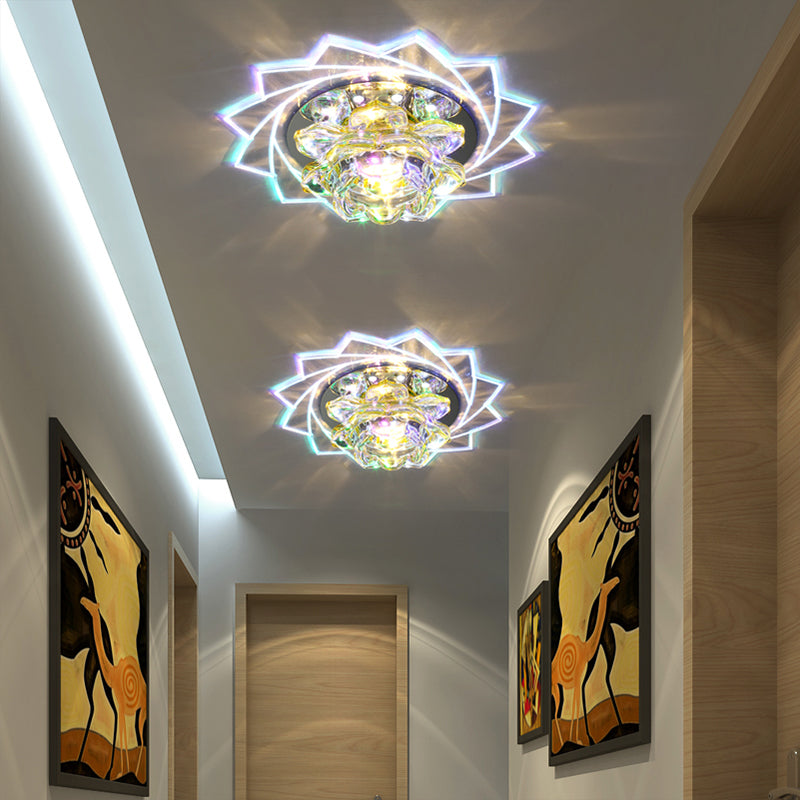 Blossom LED Flush Mount Modern Crystal Hallway Flushmount Ceiling Lighting in Clear Clearhalo 'Ceiling Lights' 'Close To Ceiling Lights' 'Close to ceiling' 'Flush mount' Lighting' 2253427