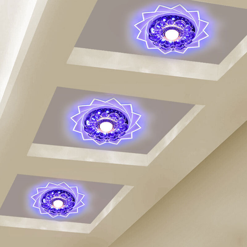 Floral Corridor Flush Ceiling Light Crystal Contemporary LED Flush Mount Lighting in Clear Clear Blue Clearhalo 'Ceiling Lights' 'Close To Ceiling Lights' 'Close to ceiling' 'Flush mount' Lighting' 2253432