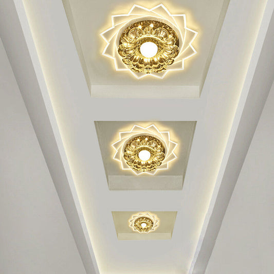 Floral Corridor Flush Ceiling Light Crystal Contemporary LED Flush Mount Lighting in Clear Clear Warm Clearhalo 'Ceiling Lights' 'Close To Ceiling Lights' 'Close to ceiling' 'Flush mount' Lighting' 2253433