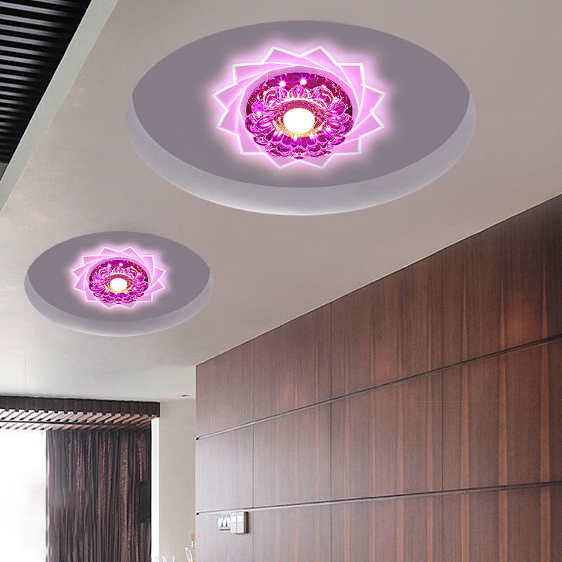 Floral Corridor Flush Ceiling Light Crystal Contemporary LED Flush Mount Lighting in Clear Clearhalo 'Ceiling Lights' 'Close To Ceiling Lights' 'Close to ceiling' 'Flush mount' Lighting' 2253434