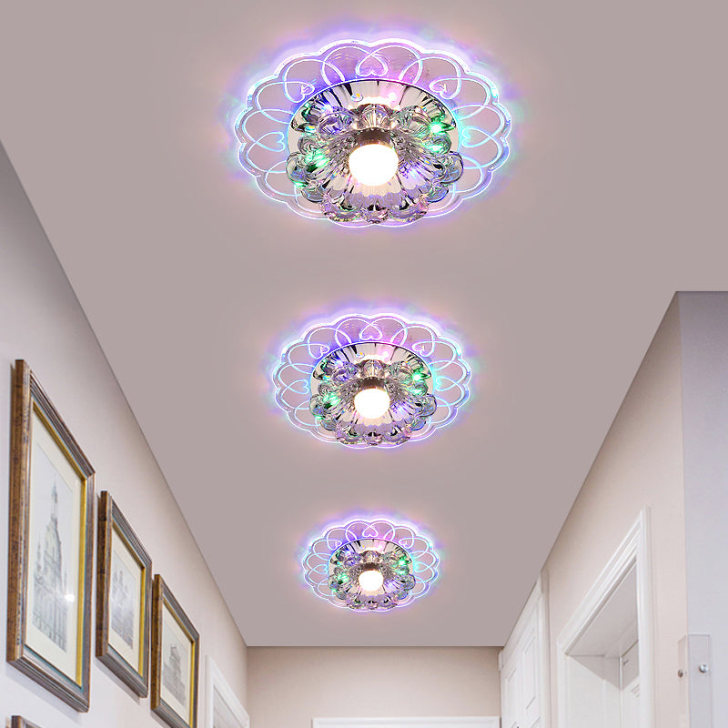 Crystal Flower LED Flush Mount Light Simplicity Clear Flush Mount Ceiling Light for Entryway Clearhalo 'Ceiling Lights' 'Close To Ceiling Lights' 'Close to ceiling' 'Flush mount' Lighting' 2253437