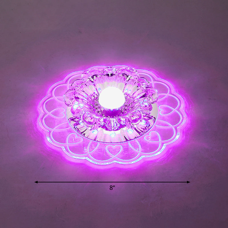 Crystal Flower LED Flush Mount Light Simplicity Clear Flush Mount Ceiling Light for Entryway Clear Purple Clearhalo 'Ceiling Lights' 'Close To Ceiling Lights' 'Close to ceiling' 'Flush mount' Lighting' 2253438