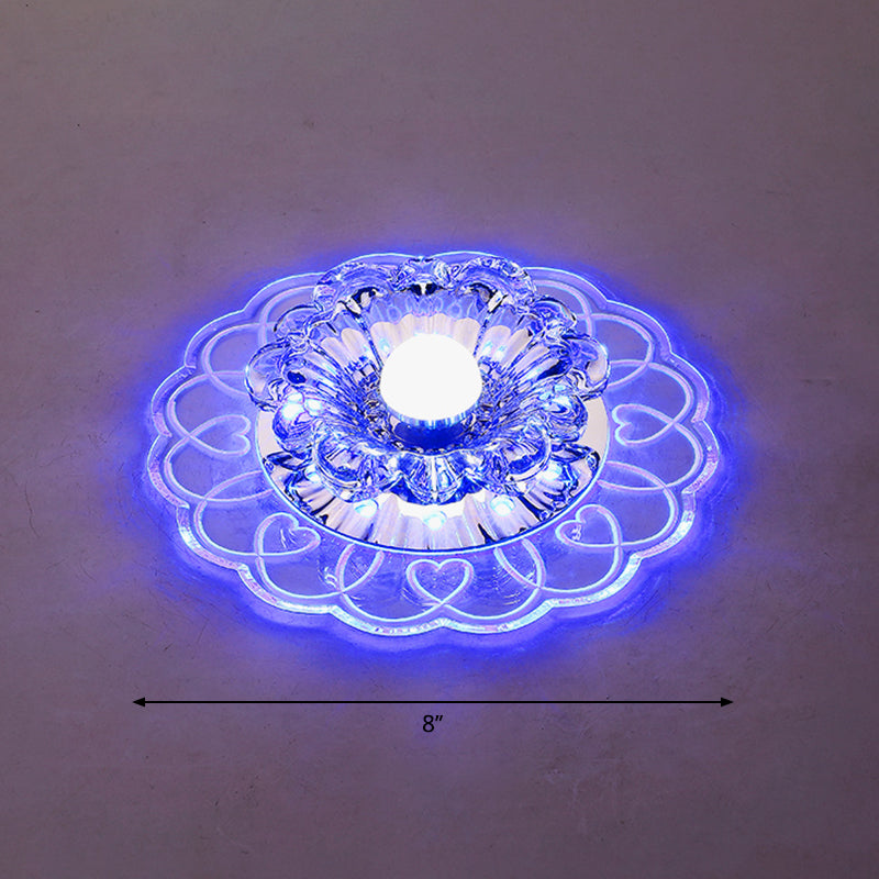 Crystal Flower LED Flush Mount Light Simplicity Clear Flush Mount Ceiling Light for Entryway Clear Blue Clearhalo 'Ceiling Lights' 'Close To Ceiling Lights' 'Close to ceiling' 'Flush mount' Lighting' 2253439