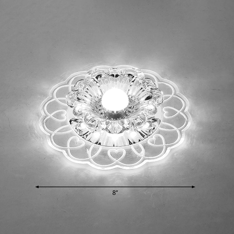 Crystal Flower LED Flush Mount Light Simplicity Clear Flush Mount Ceiling Light for Entryway Clear White Clearhalo 'Ceiling Lights' 'Close To Ceiling Lights' 'Close to ceiling' 'Flush mount' Lighting' 2253441