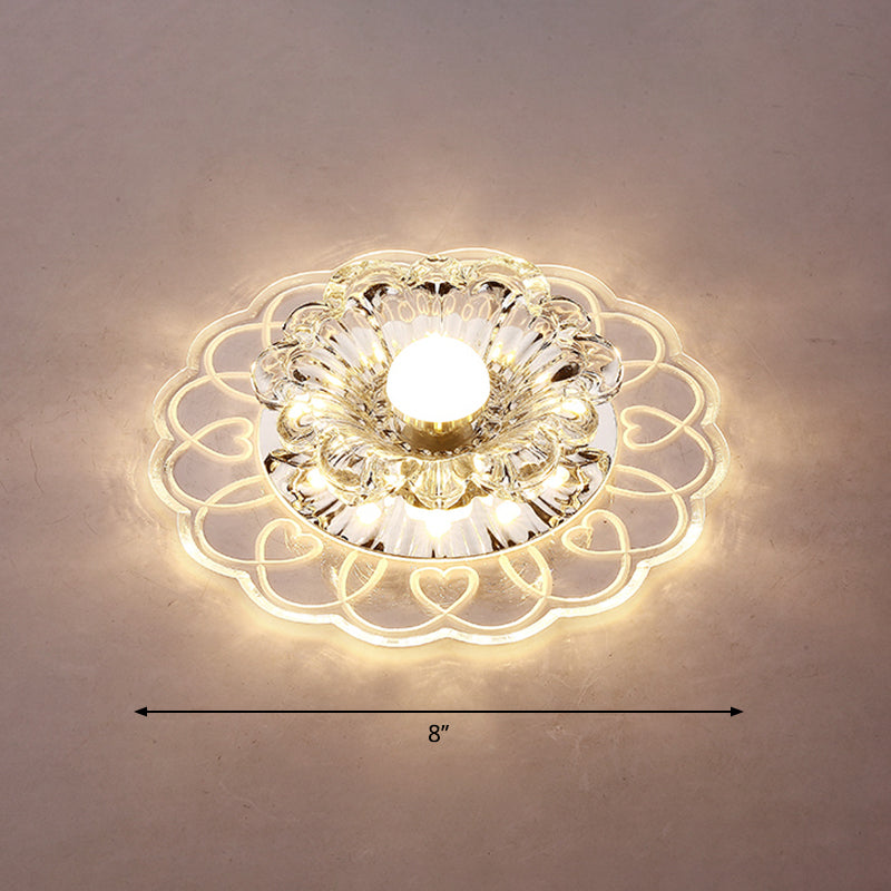 Crystal Flower LED Flush Mount Light Simplicity Clear Flush Mount Ceiling Light for Entryway Clear Warm Clearhalo 'Ceiling Lights' 'Close To Ceiling Lights' 'Close to ceiling' 'Flush mount' Lighting' 2253445