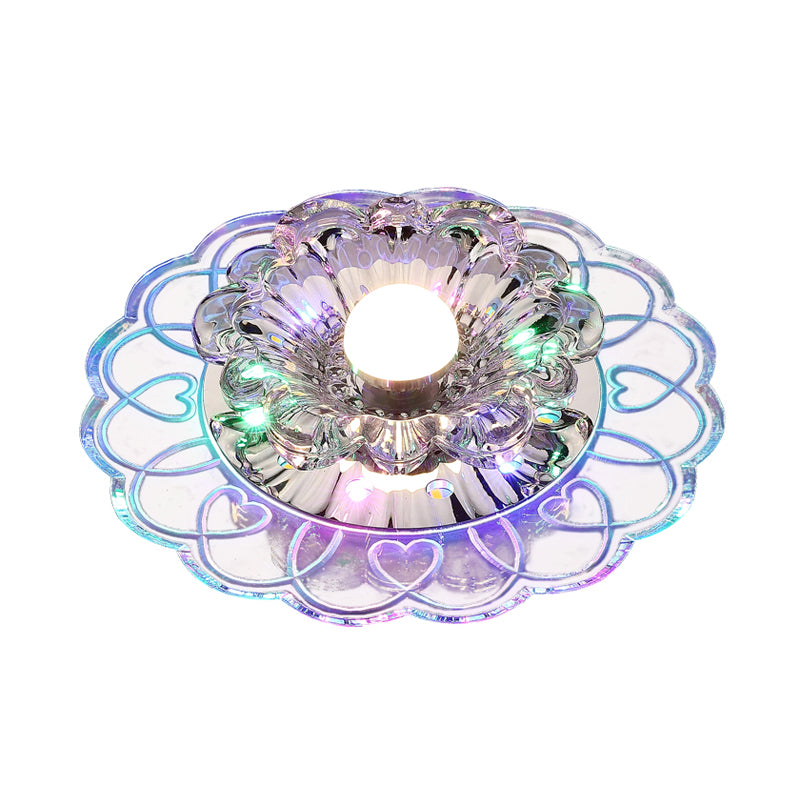 Crystal Flower LED Flush Mount Light Simplicity Clear Flush Mount Ceiling Light for Entryway Clearhalo 'Ceiling Lights' 'Close To Ceiling Lights' 'Close to ceiling' 'Flush mount' Lighting' 2253447